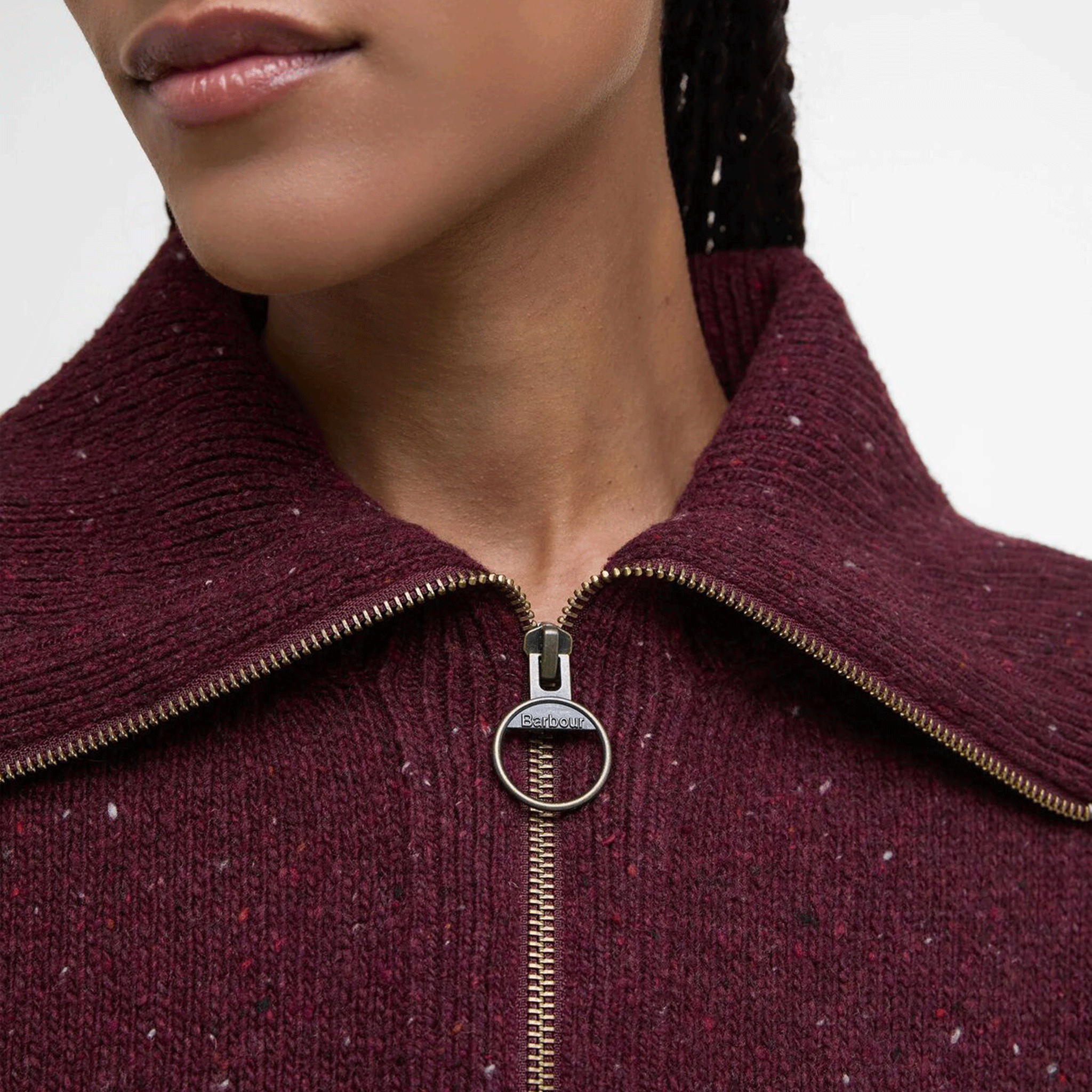 Barbour Lavensdale Women's Half Zip Jumper Black Cherry