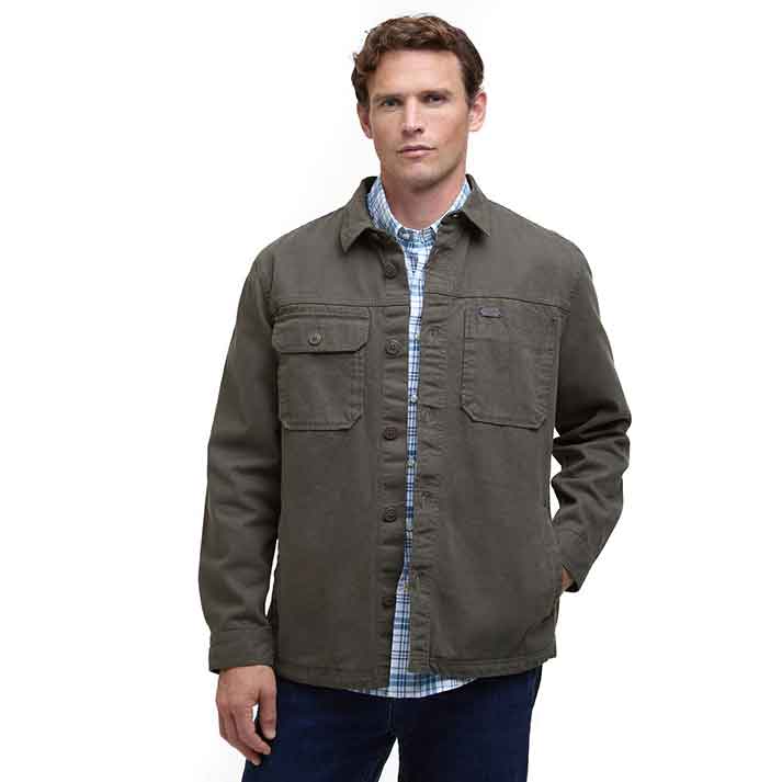Barbour Lingfield Men's Canvas Overshirt Fern