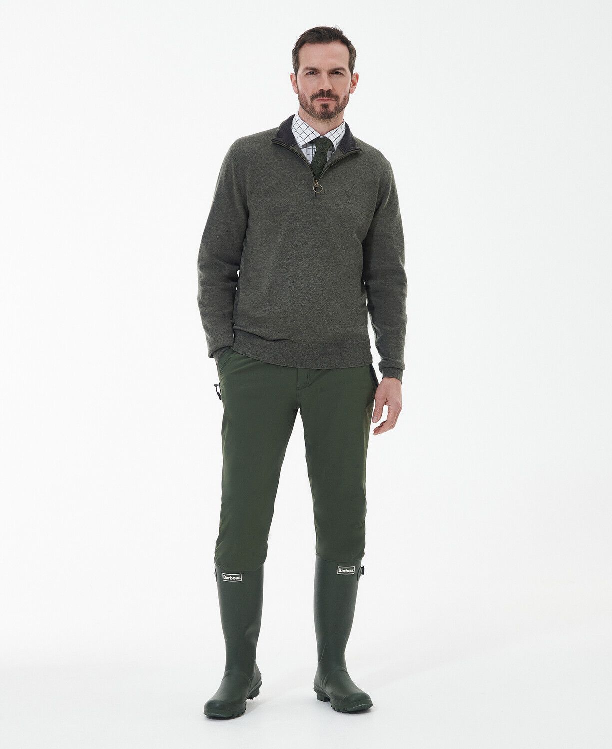 Barbour Loyton Merino Half Zip Sweater Olive Marl 3