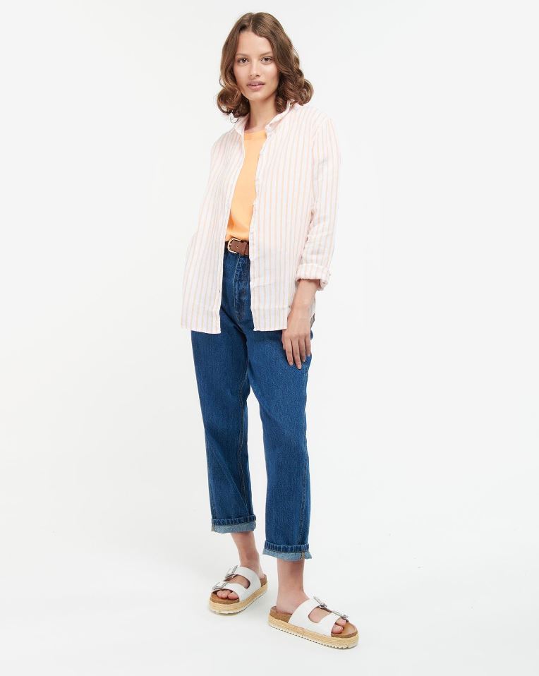 Barbour Marine Ladies Pure Linen Shirt Papaya 2