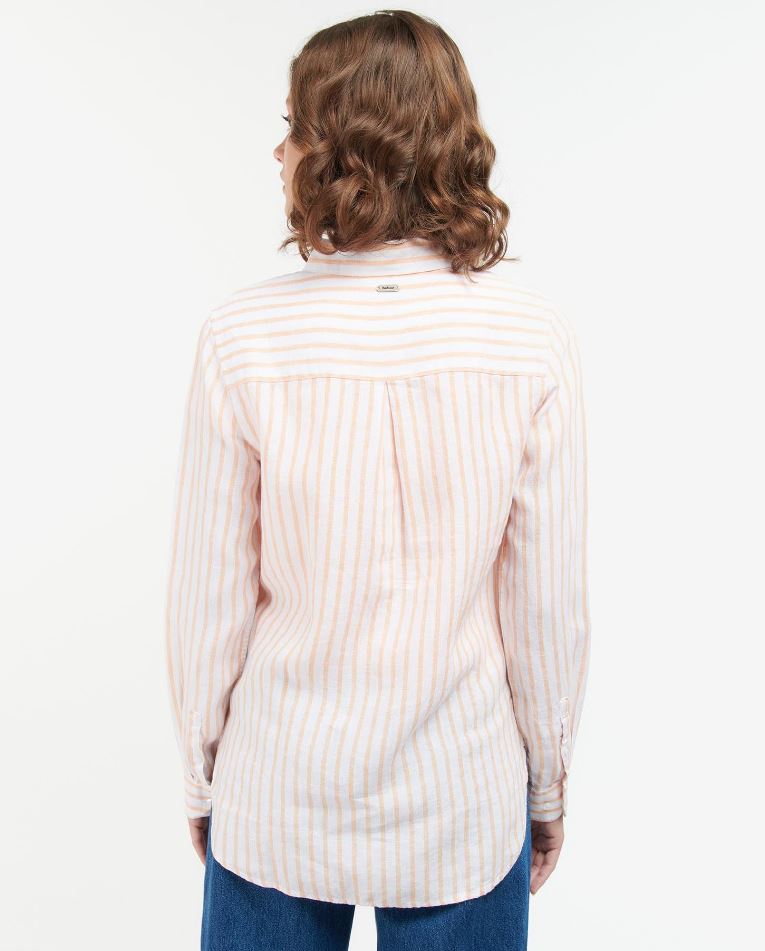 Barbour Marine Ladies Pure Linen Shirt Papaya 3
