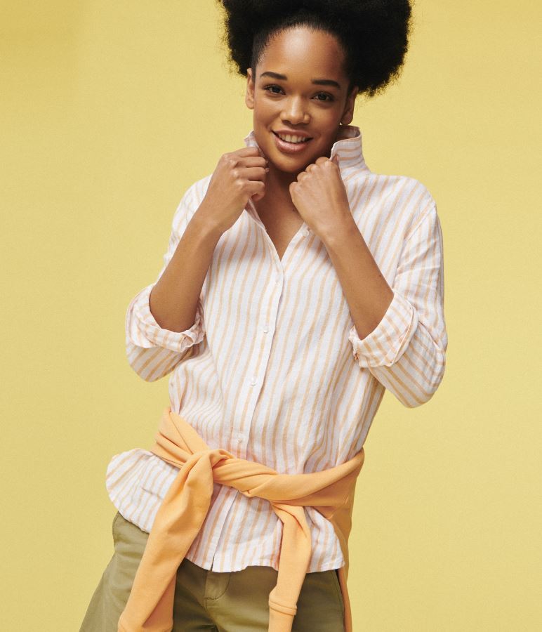 Barbour Marine Ladies Pure Linen Shirt Papaya b