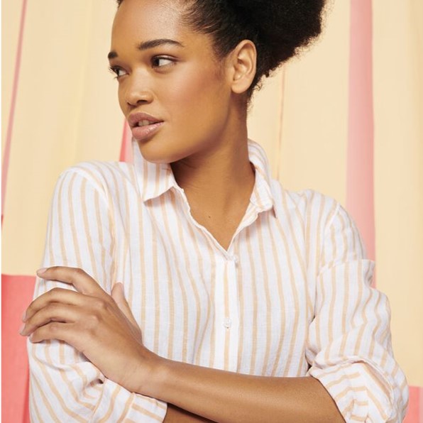 Barbour Marine Ladies Pure Linen Shirt Papaya