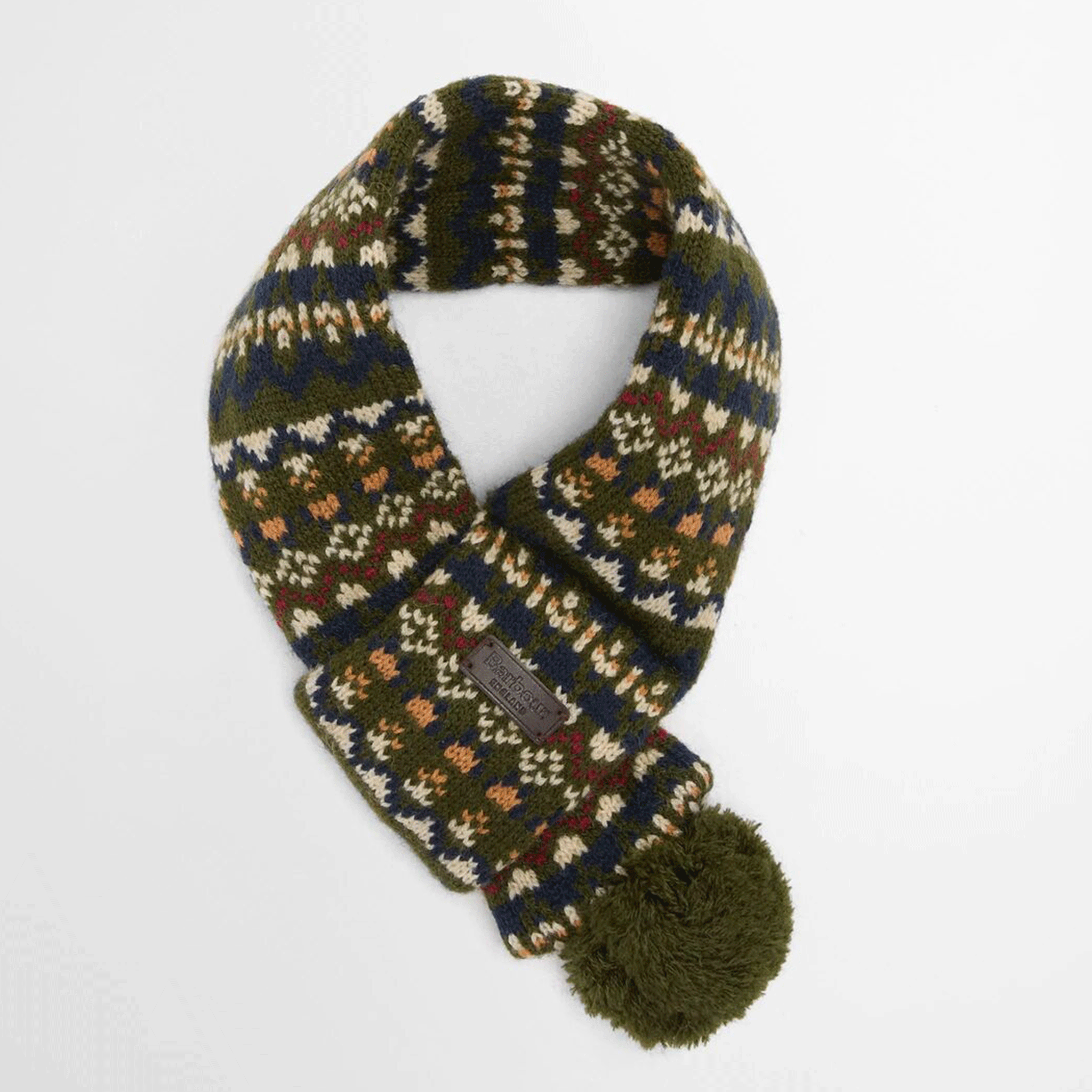 Barbour Marlow Fair Isle Dog Scarf Olive