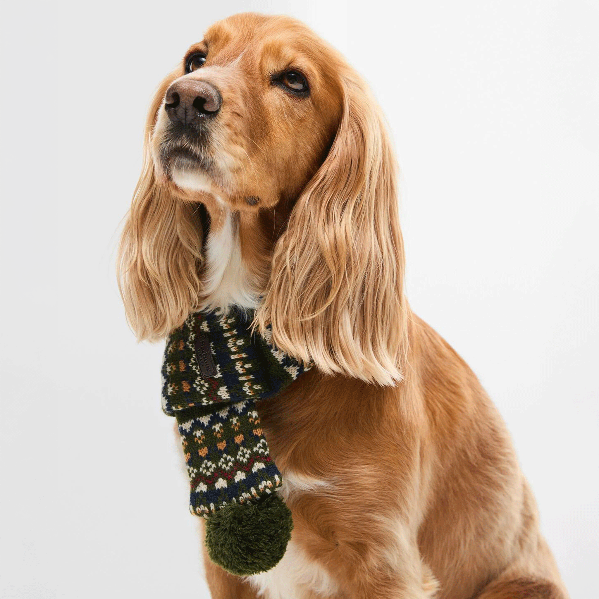 Barbour Marlow Fair Isle Dog Scarf Olive