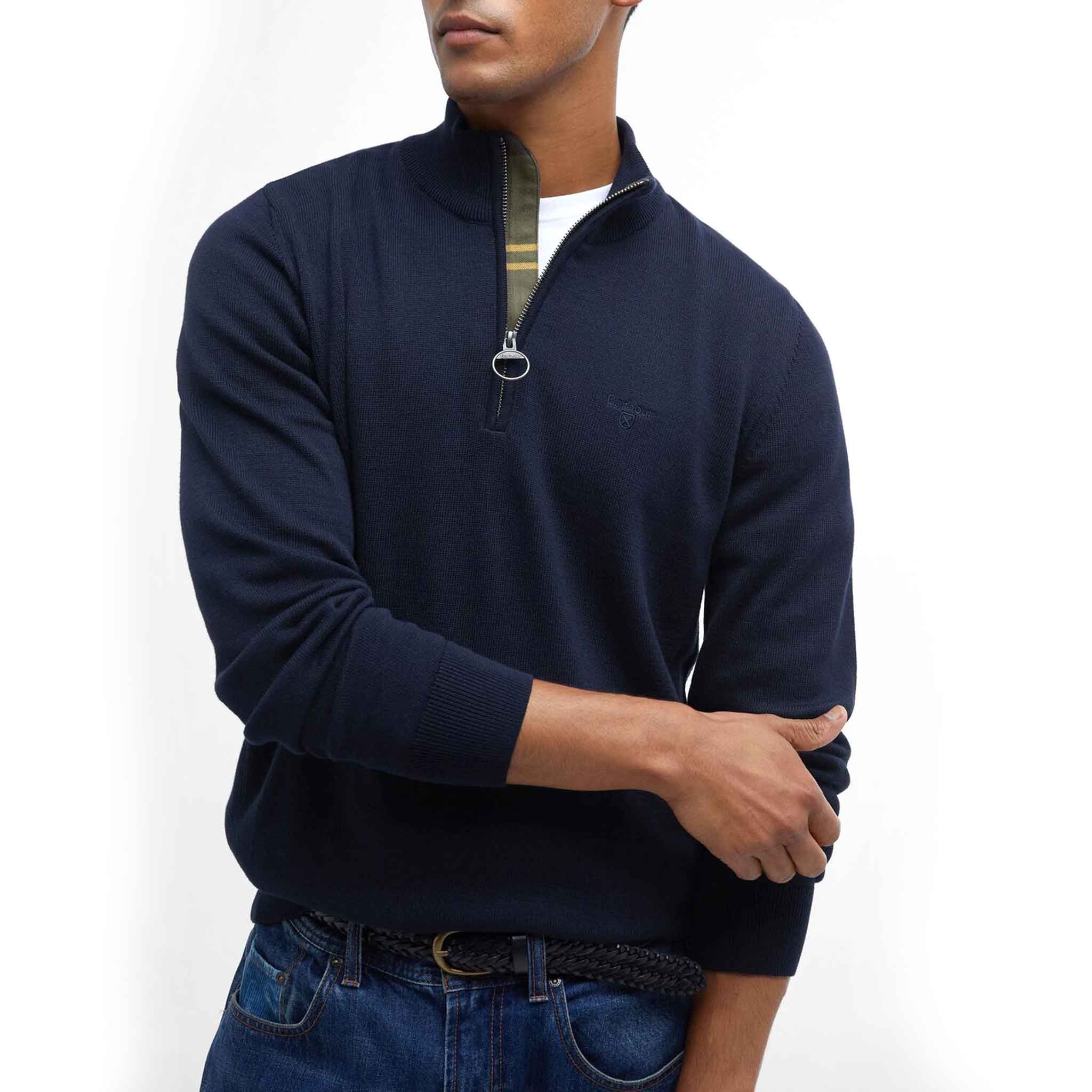 Barbour Men's Cotton Half Zip Jumper Navy