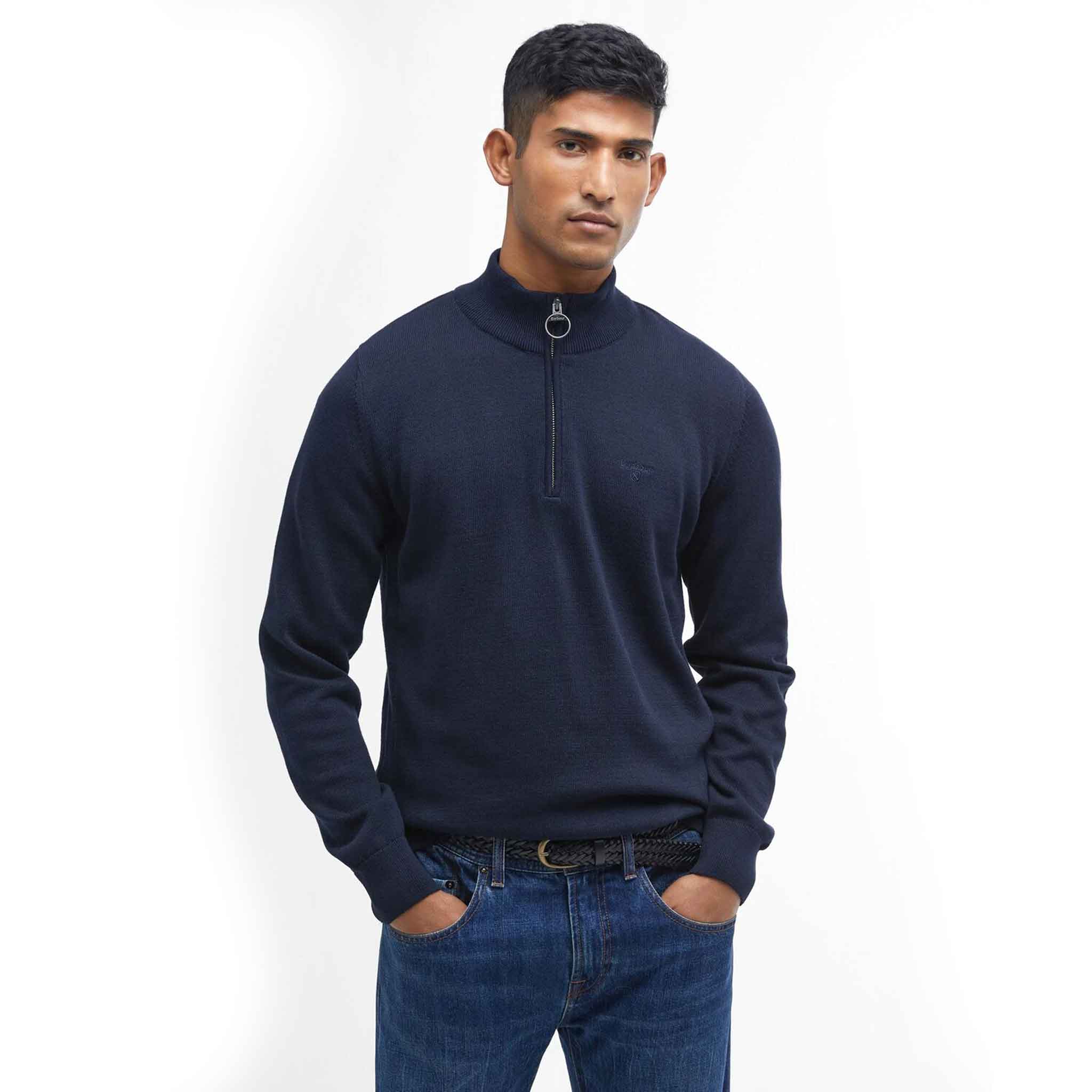 Barbour Men's Cotton Half Zip Jumper Navy