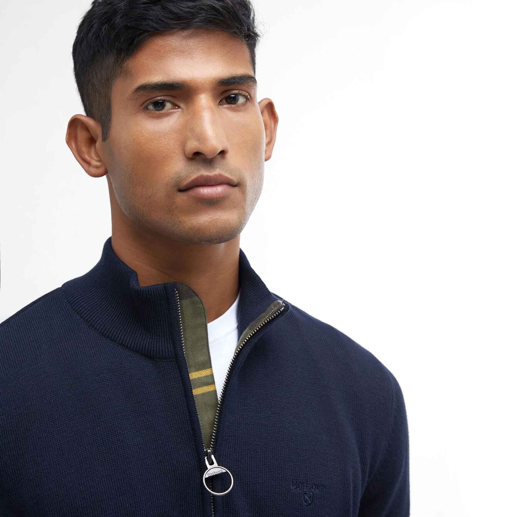 Barbour Men's Cotton Half Zip Jumper Navy