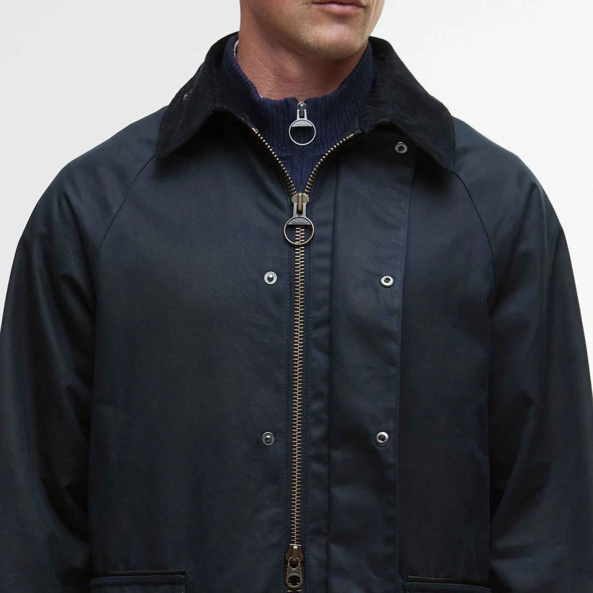 Barbour Men's Country Wax Mac Jacket Navy