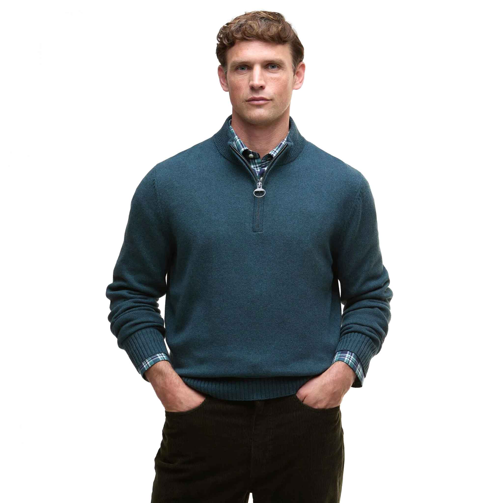 Barbour Men's Kelson 1/2 Zip Jumper Mallard Green