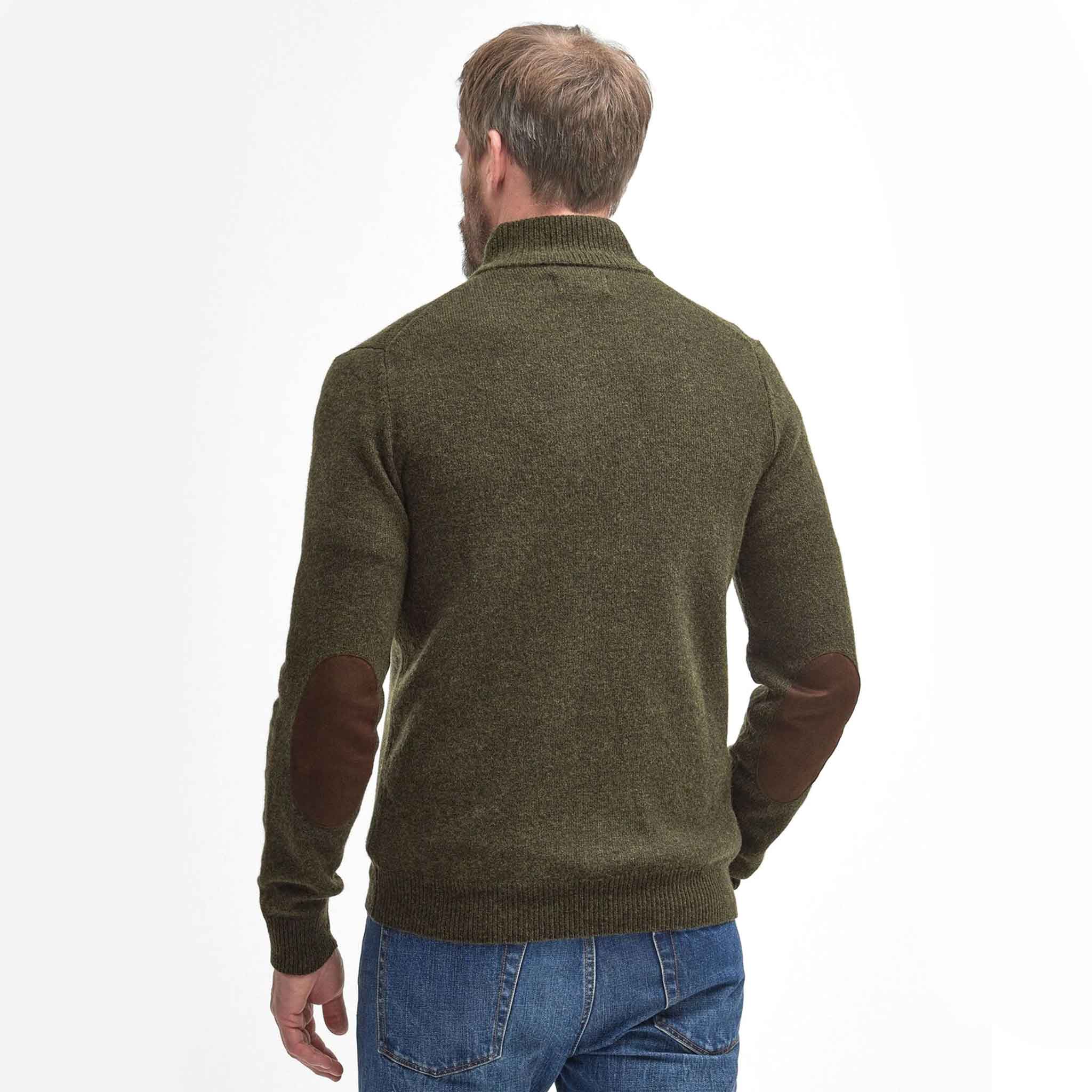Barbour Men's Essential Elbow Patch Jumper Seaweed