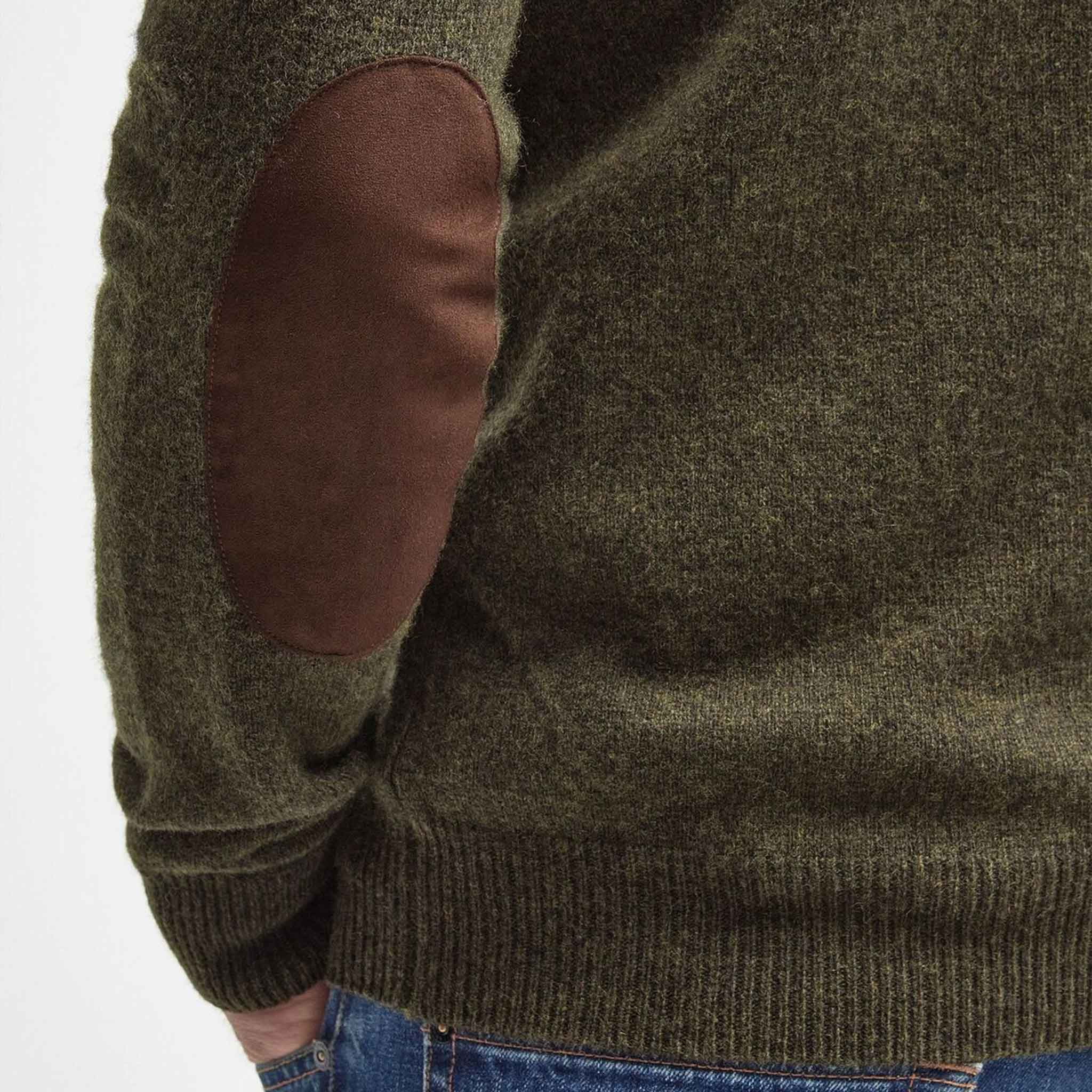 Barbour Men's Essential Elbow Patch Jumper Seaweed
