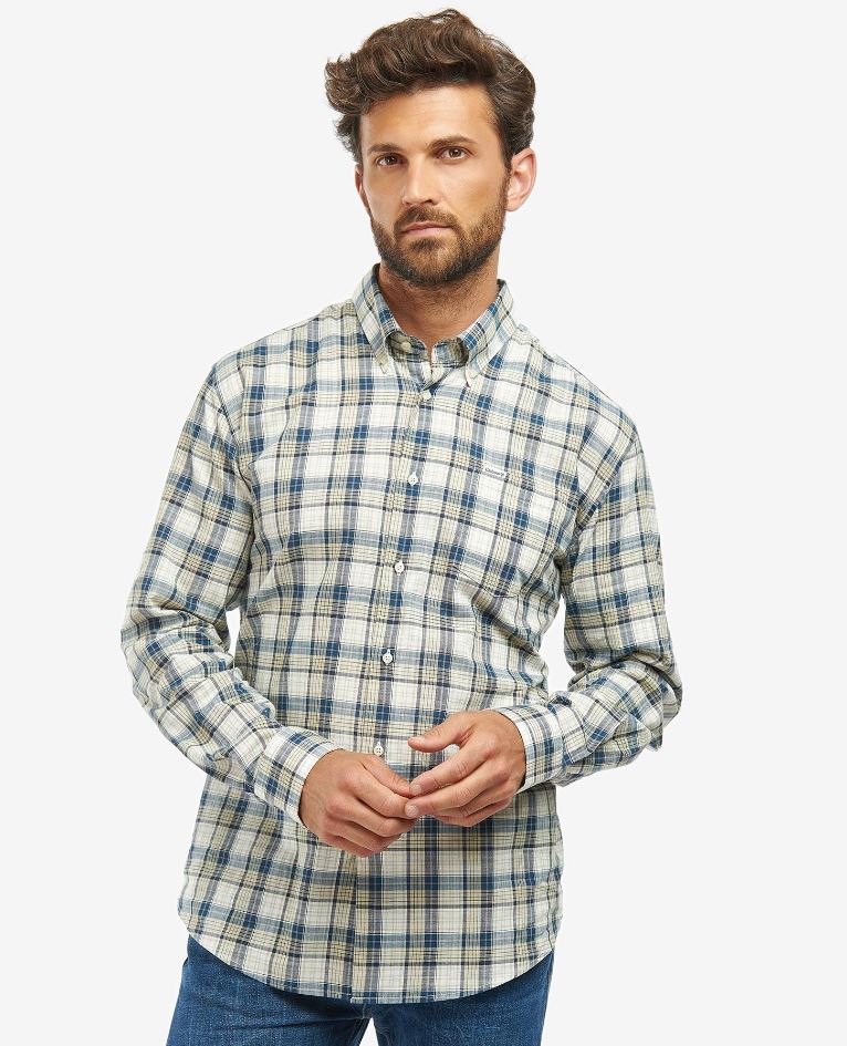 Barbour Men's Sadle Checked Shirt Stone 3