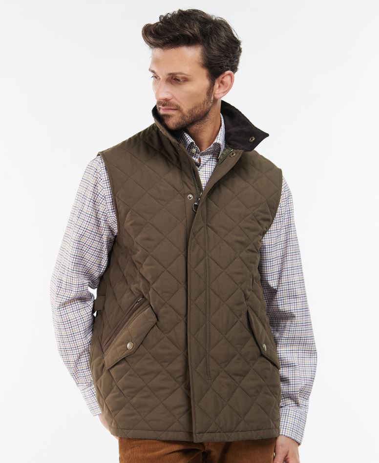Barbour Men's Shoveler Gilet Dark Olive 2