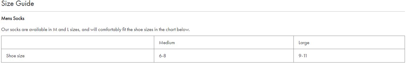 Barbour Men's Socks - Size Guide