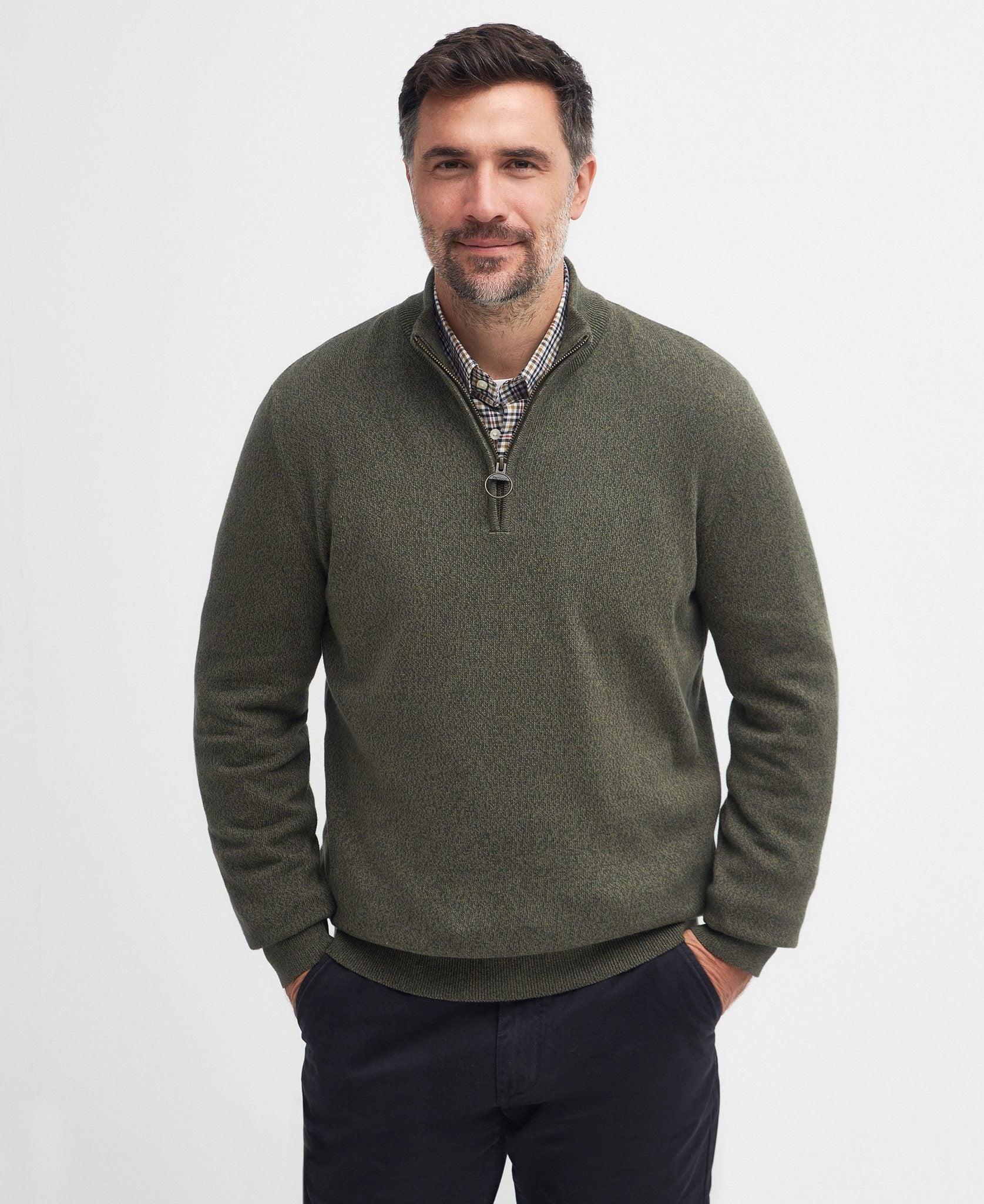 Barbour Men's Whitfield Half Zip Jumper Olive 5