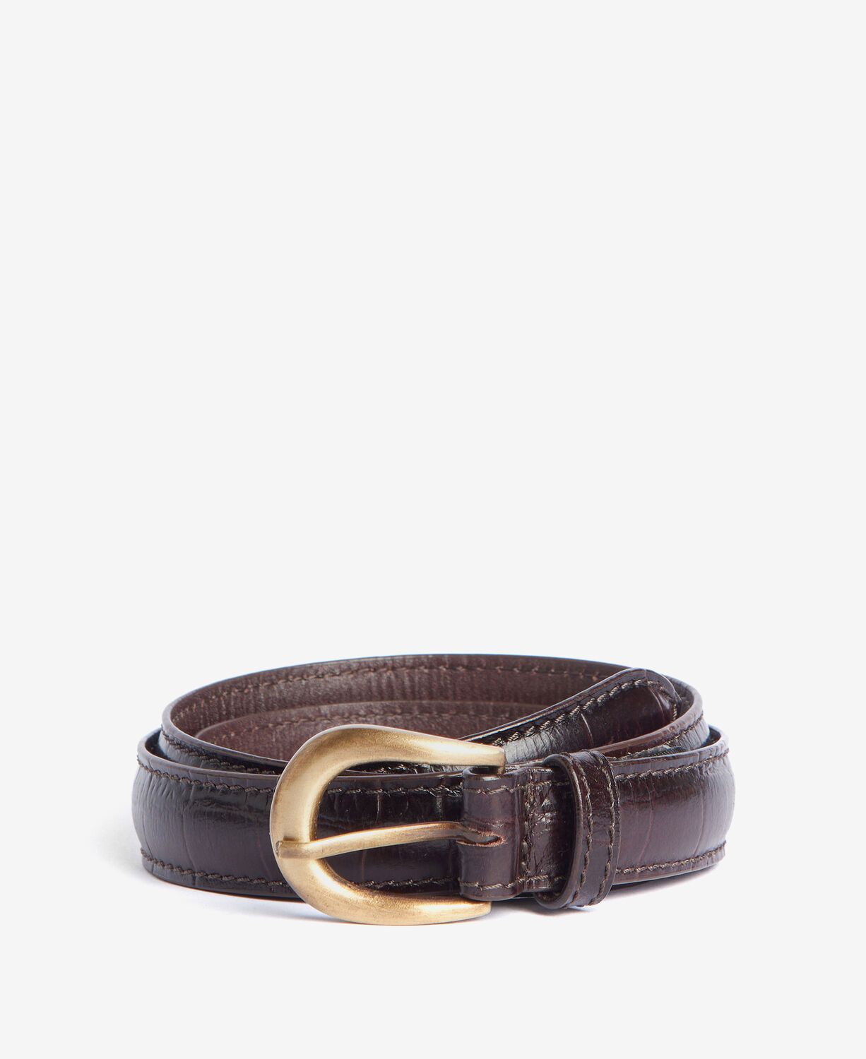 Barbour Mock Croc Leather Belt Black Cherry 1