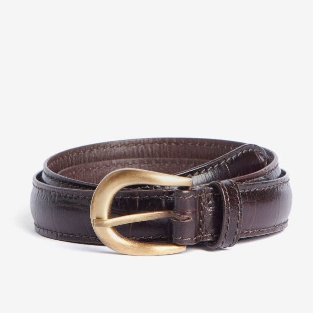 Barbour Mock Croc Leather Belt Black Cherry 2