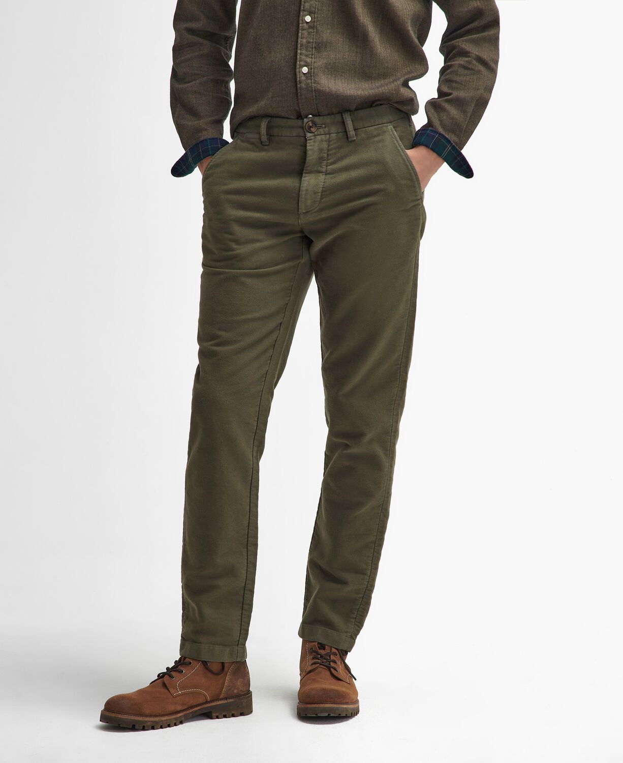 Barbour Moleskin Tailored Fit Trousers Olive 3