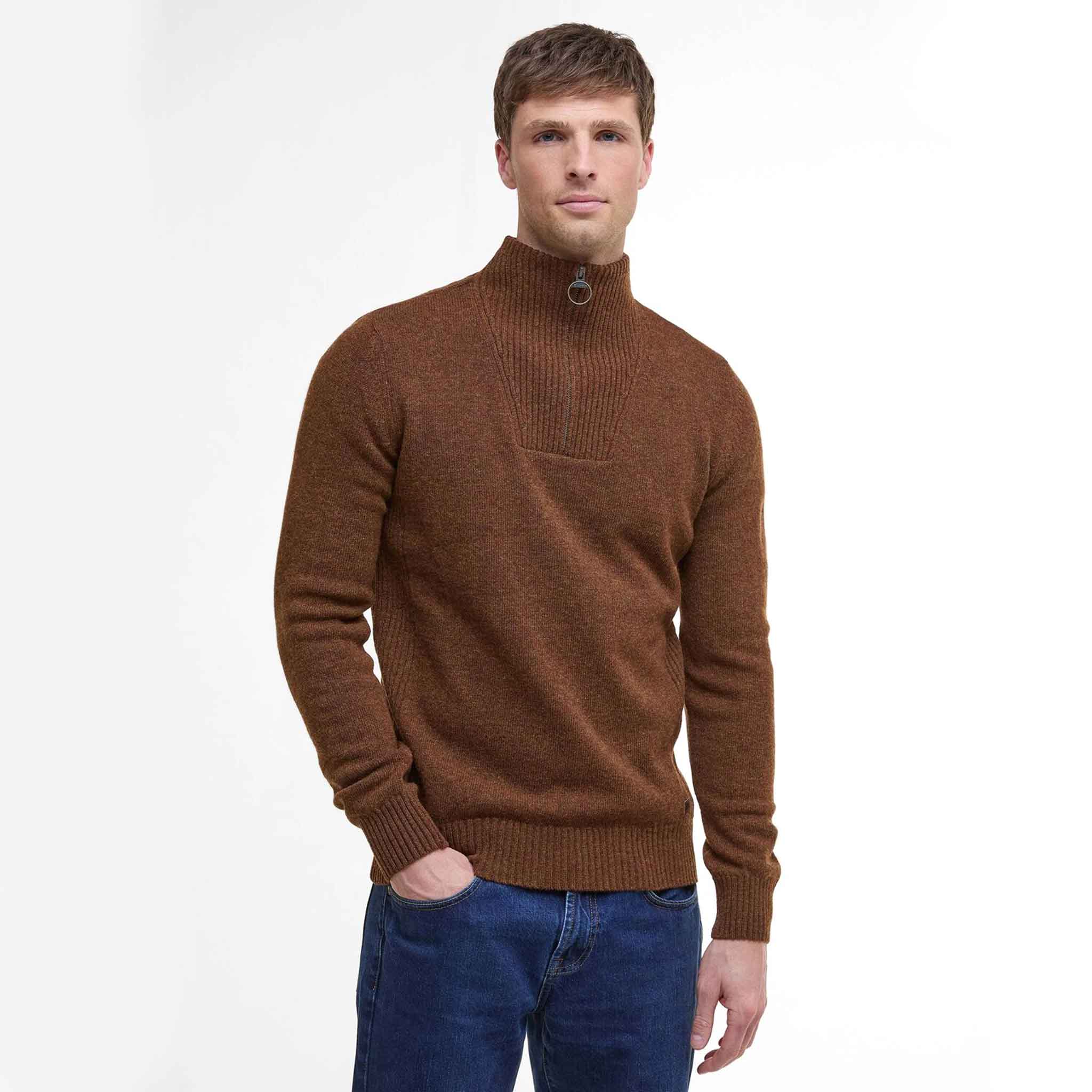 Barbour Nelson Essential Half Zip Jumper Sand