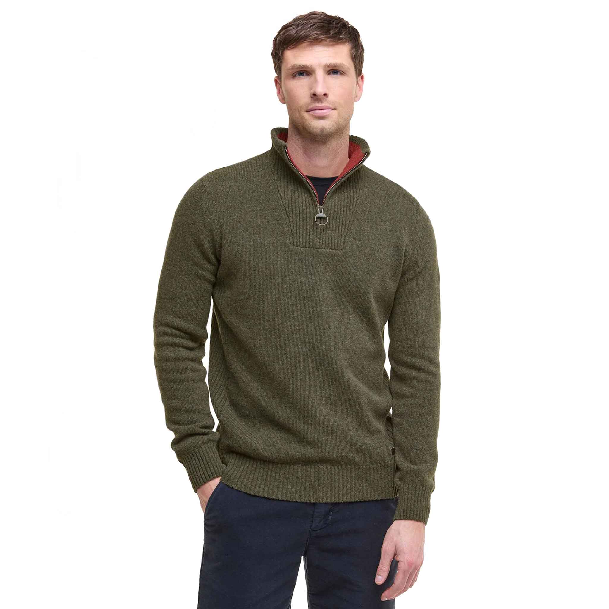 Barbour Nelson Essential Half Zip Jumper Seaweed