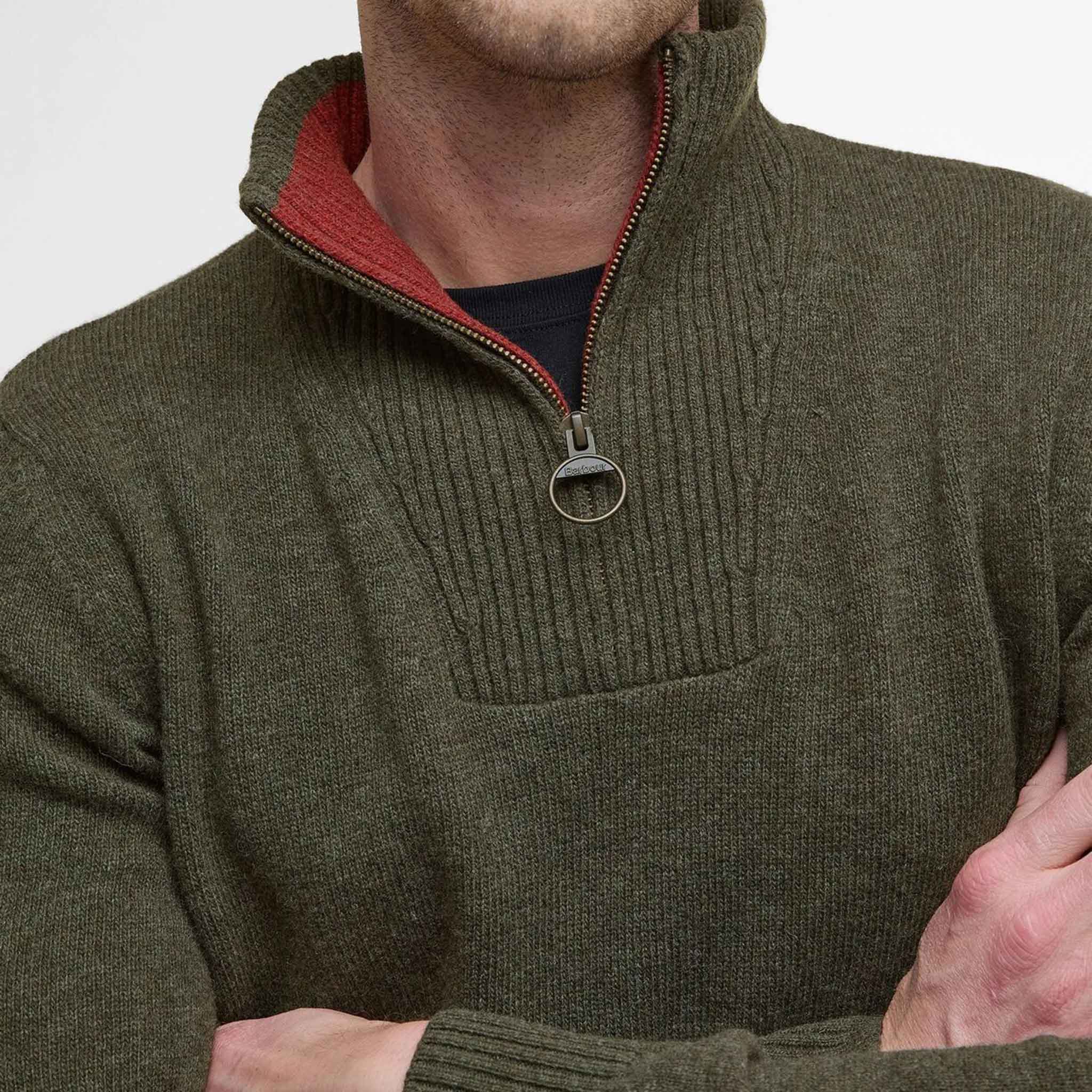 Barbour Nelson Essential Half Zip Jumper Seaweed