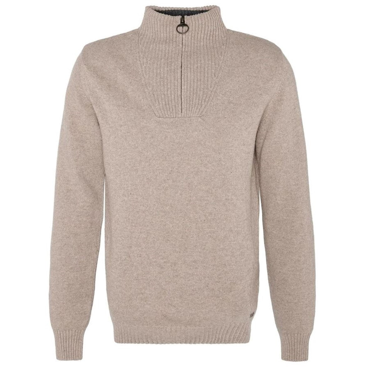Barbour Nelson Essential Half Zip Jumper Stone 1