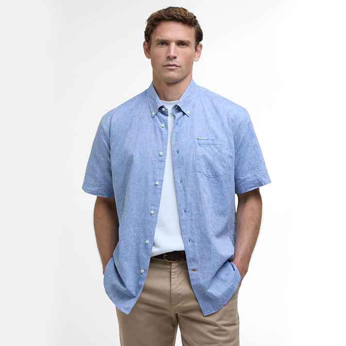 Barbour Nelson Men's Short Sleeve Regular Fit Shirt Blue
