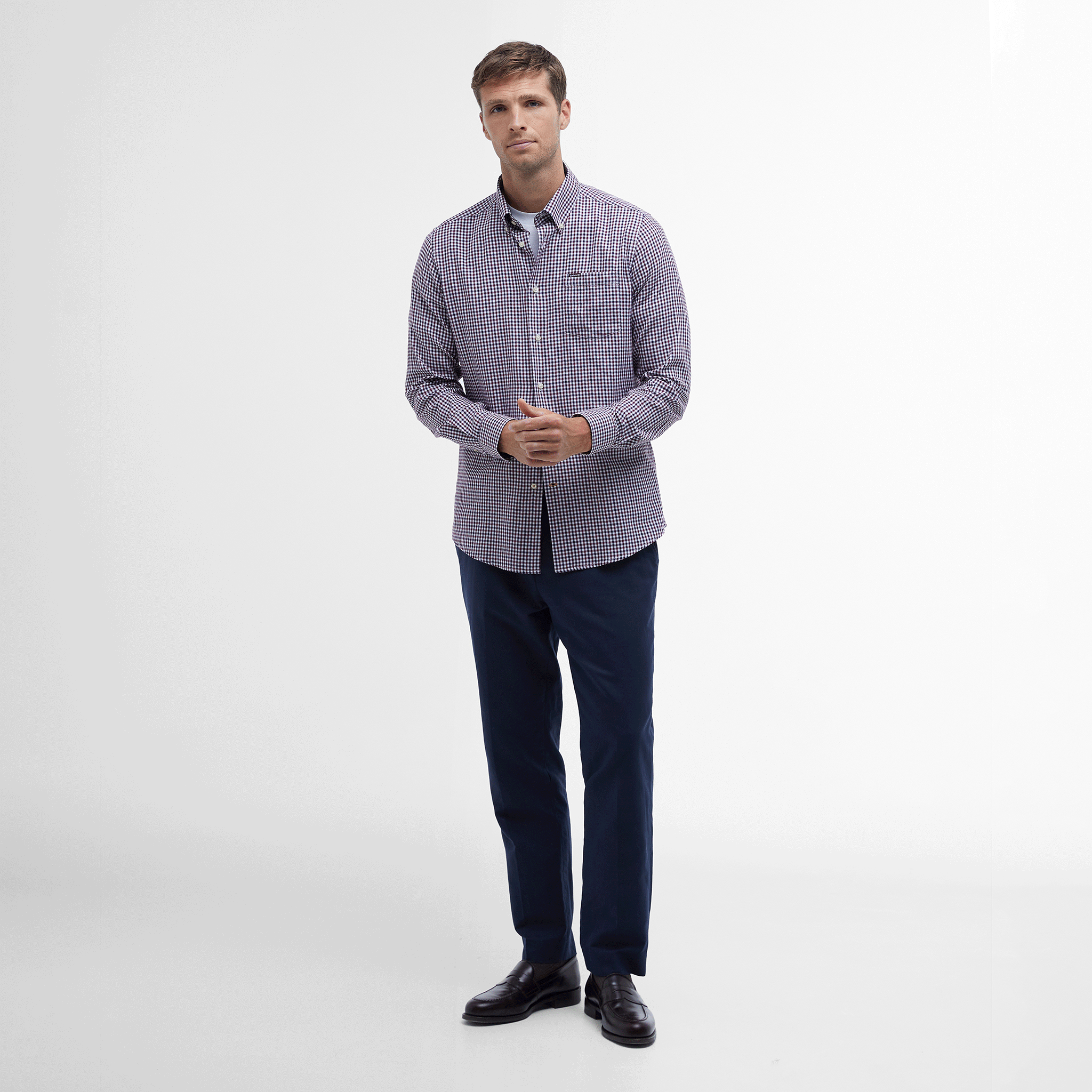 Barbour Padshaw Tailored Long-Sleeved Shirt Rich Red Mens