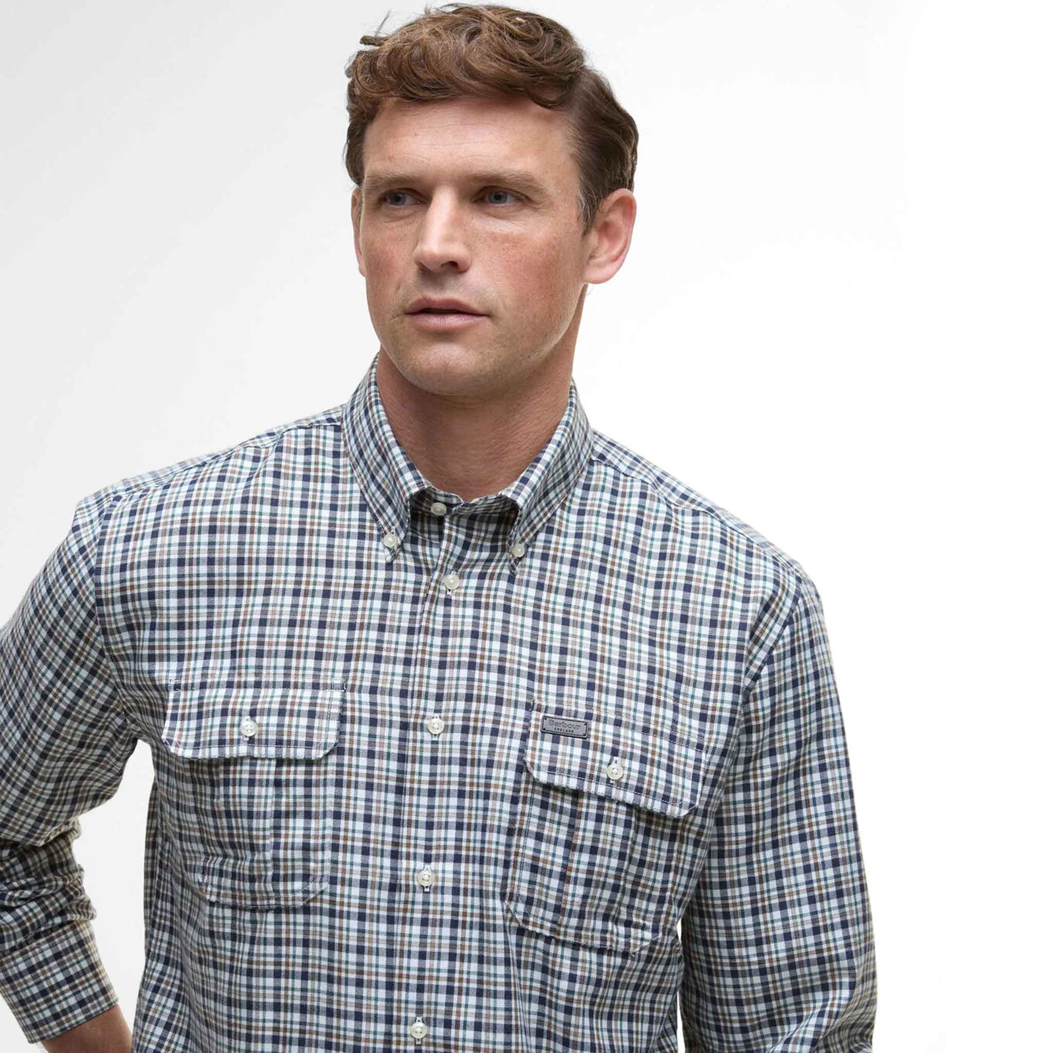 Barbour Panwell Thermo-Weave Checked Shirt Navy