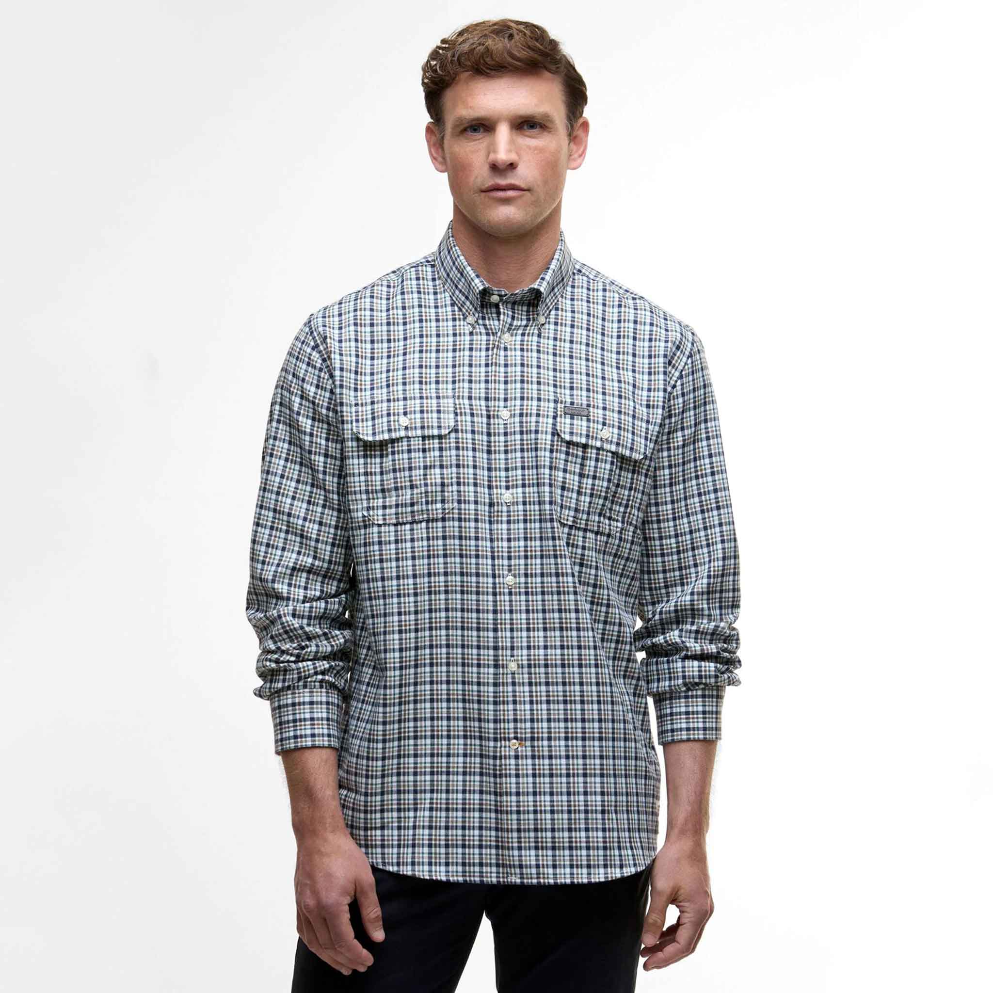 Barbour Panwell Thermo-Weave Checked Shirt Navy