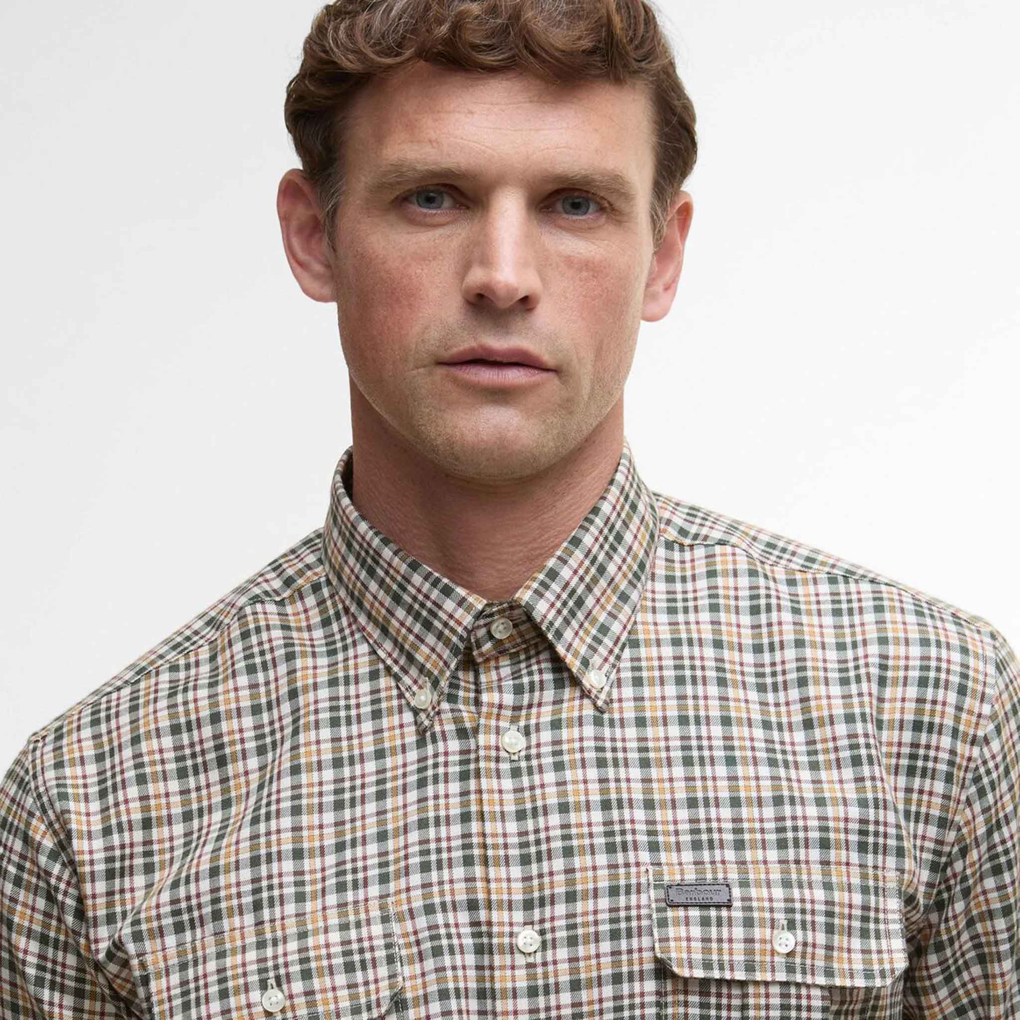 Barbour Panwell Thermo-Weave Checked Shirt Olive