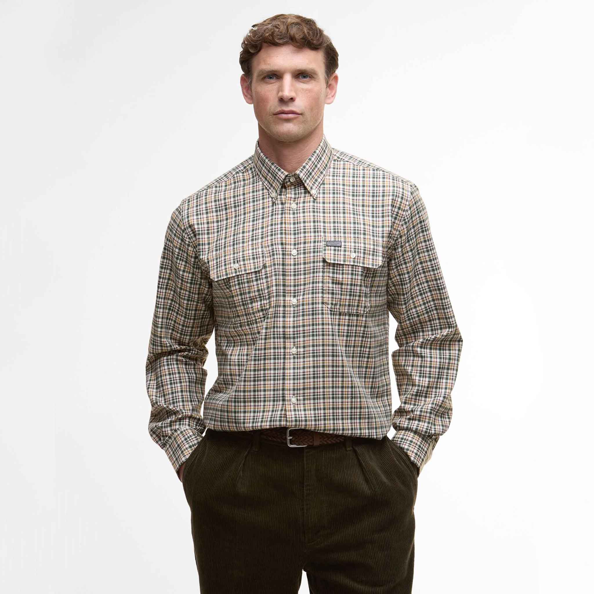 Barbour Panwell Thermo-Weave Checked Shirt Olive