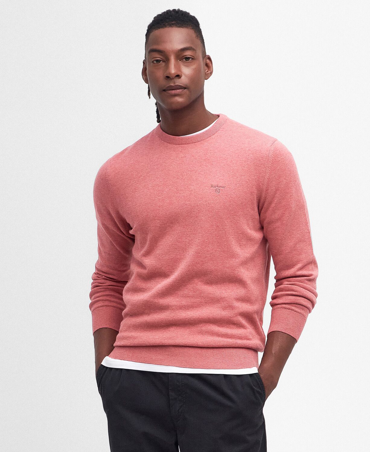 Barbour Pima Cotton Crew Neck Jumper Pink Clay 2