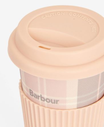 Barbour Pink-Grey Tartan Reusable Travel Mug 2