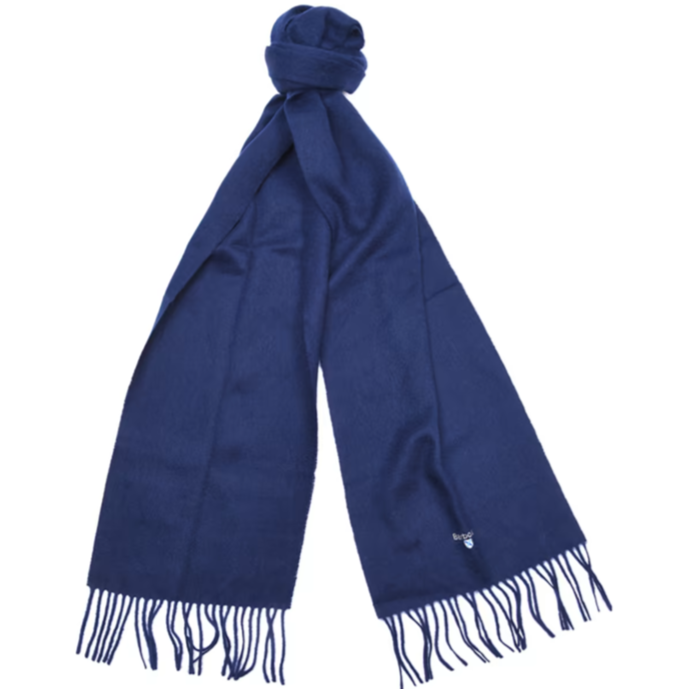 Barbour Plain Lambswool Scarf Navy Blue 1