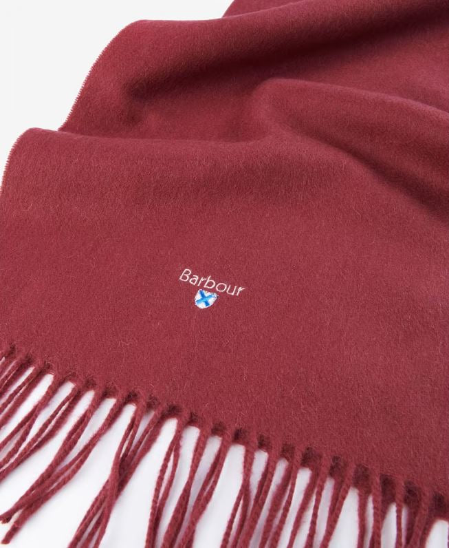 Barbour Plain Lambswool Scarf Port Red 2