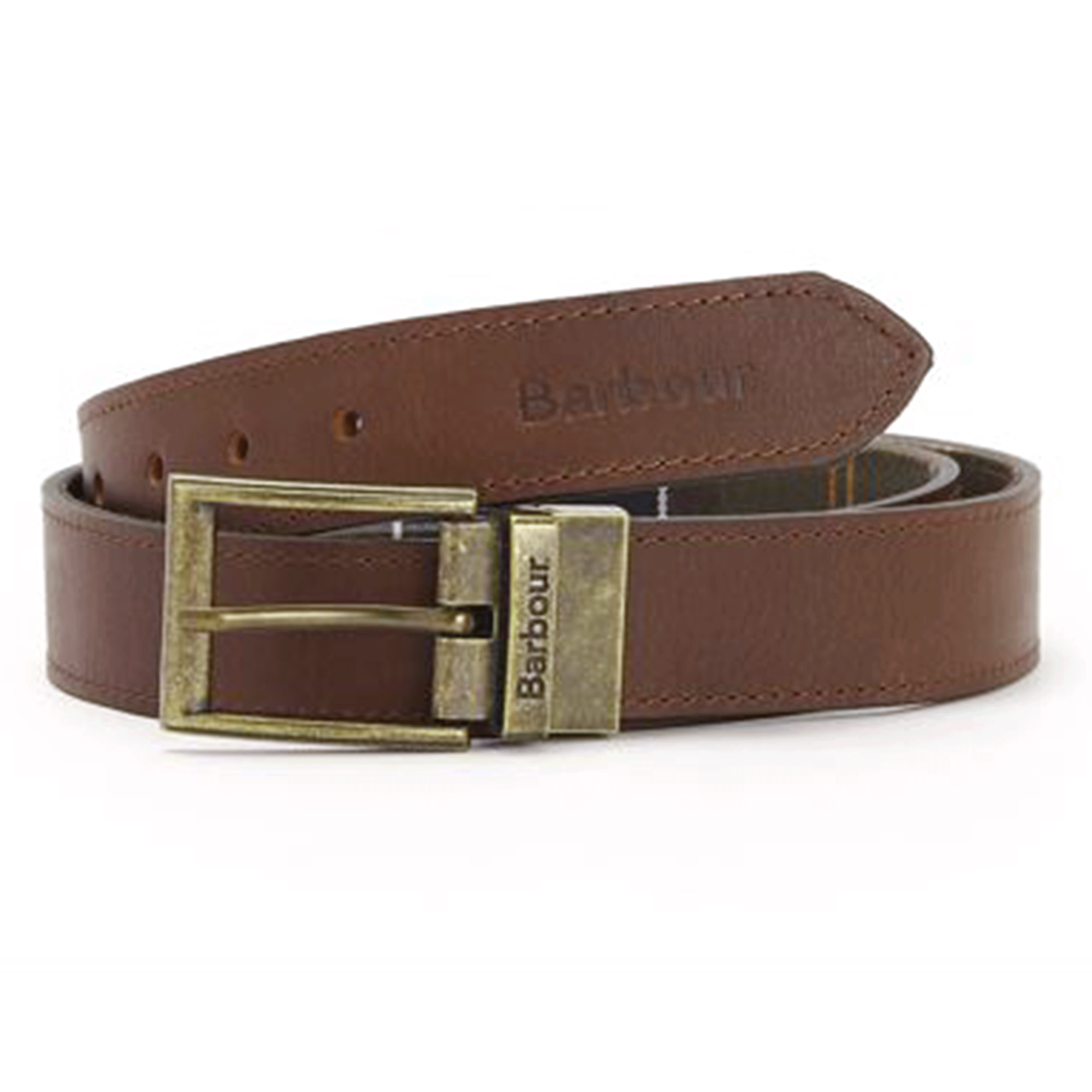 Barbour Reversible Tartan Leather Belt Classic Tartan-Brown