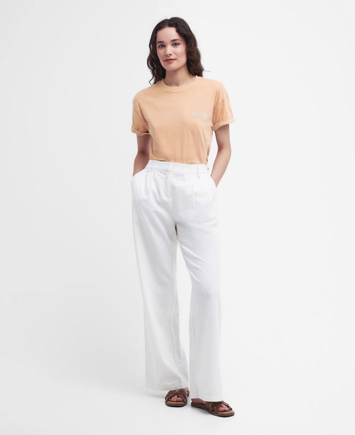 Barbour Sandgate Ladies Logo T-Shirt Soft Apricot 3