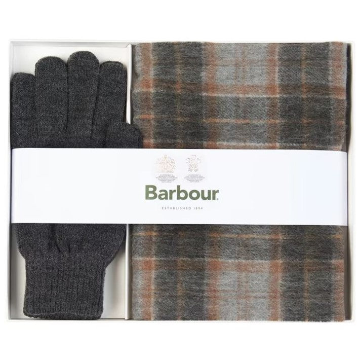Barbour Scarf & Glove Gift Set Greystone 1