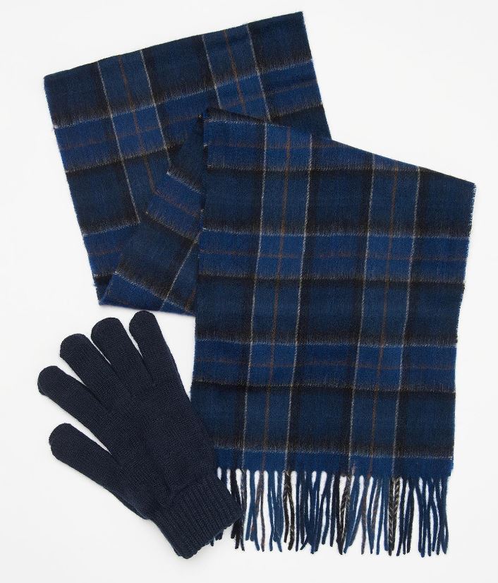 Barbour Scarf & Glove Gift Set Midnight Tartan 2