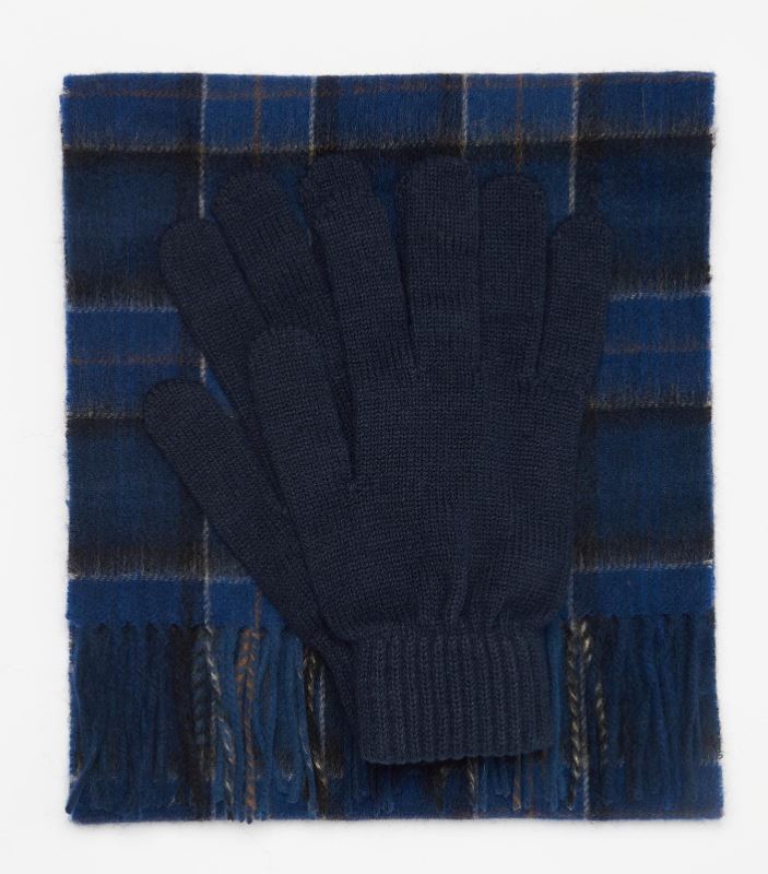 Barbour Scarf & Glove Gift Set Midnight Tartan 5