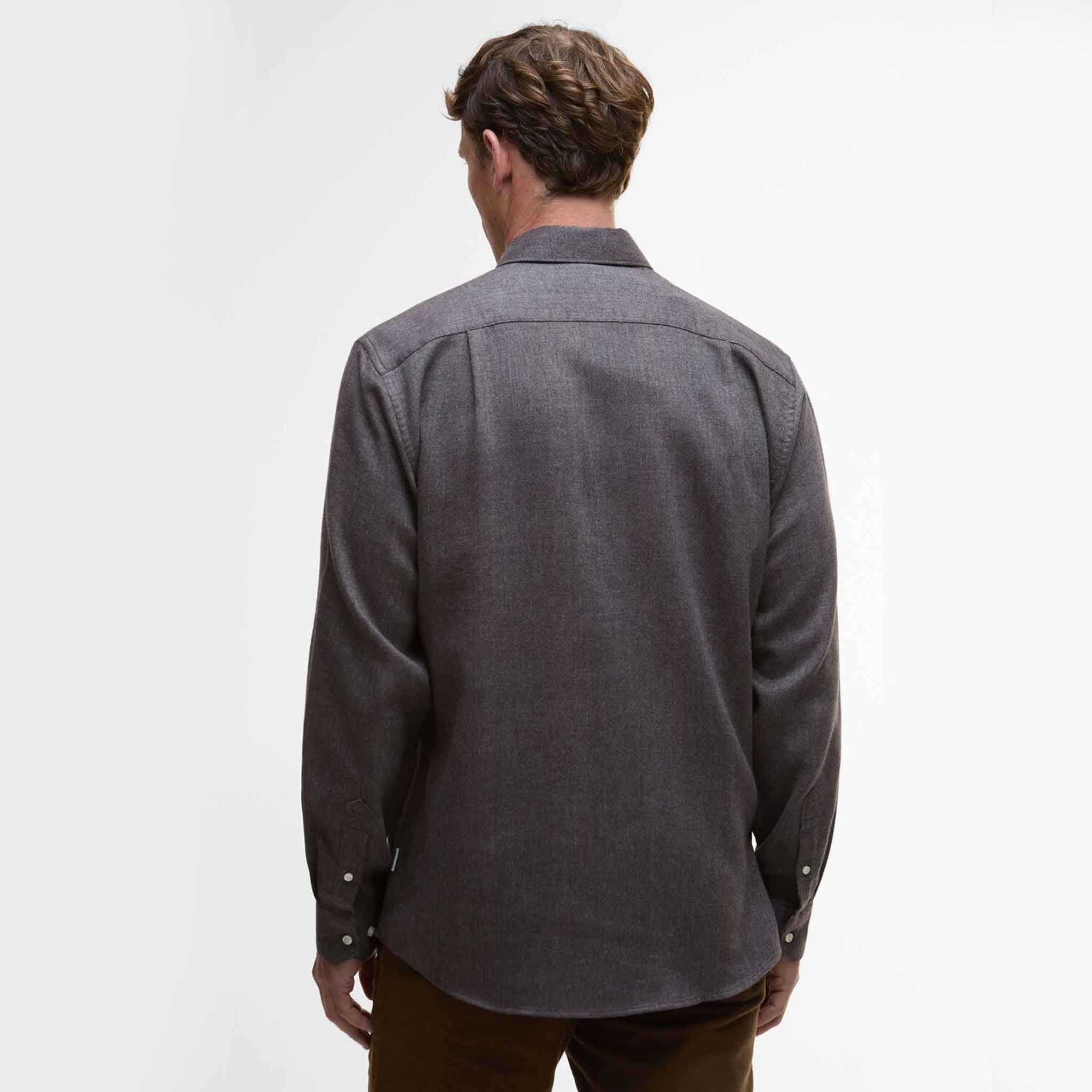 Barbour Tamish Herringbone Weave Shirt Grey Marl