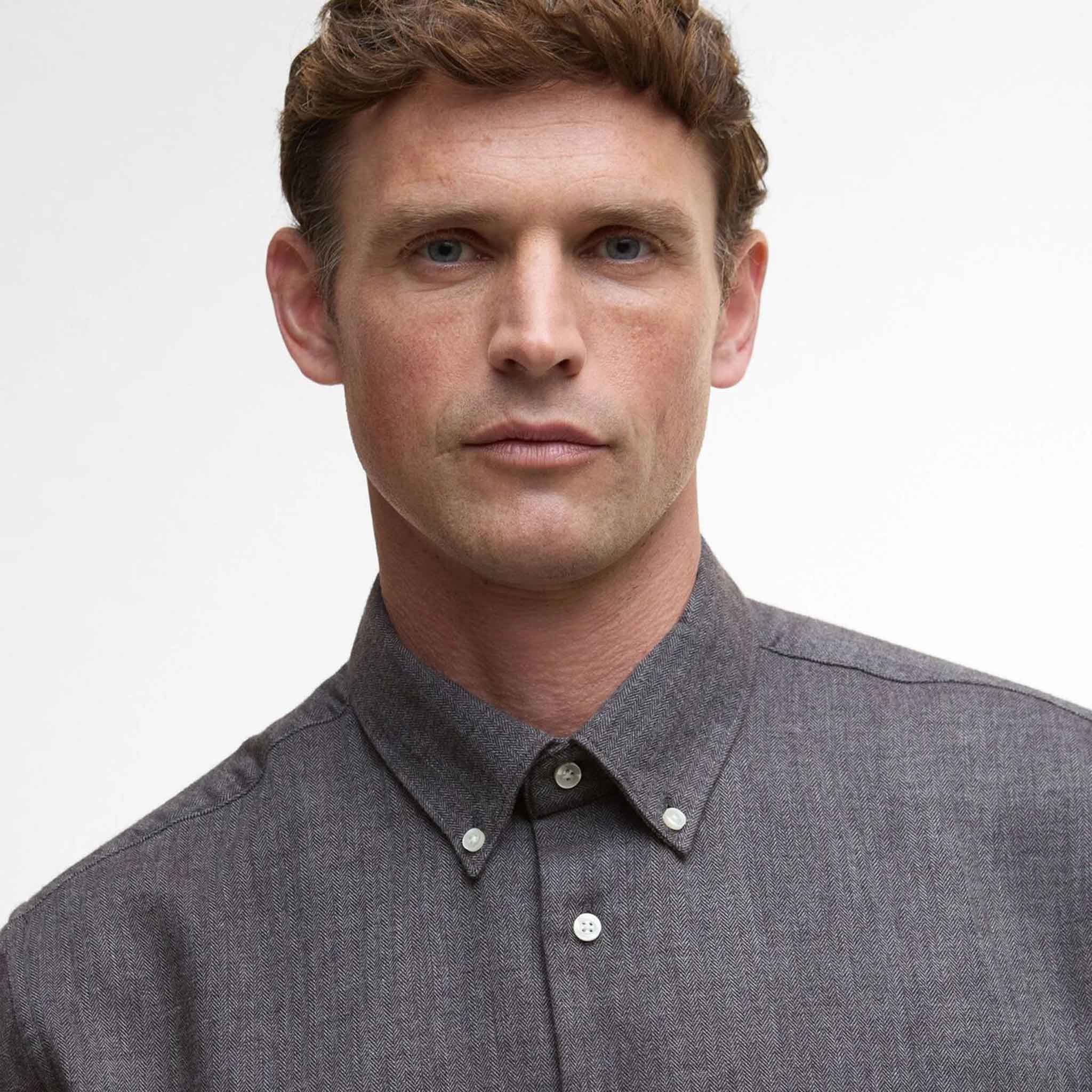 Barbour Tamish Herringbone Weave Shirt Grey Marl