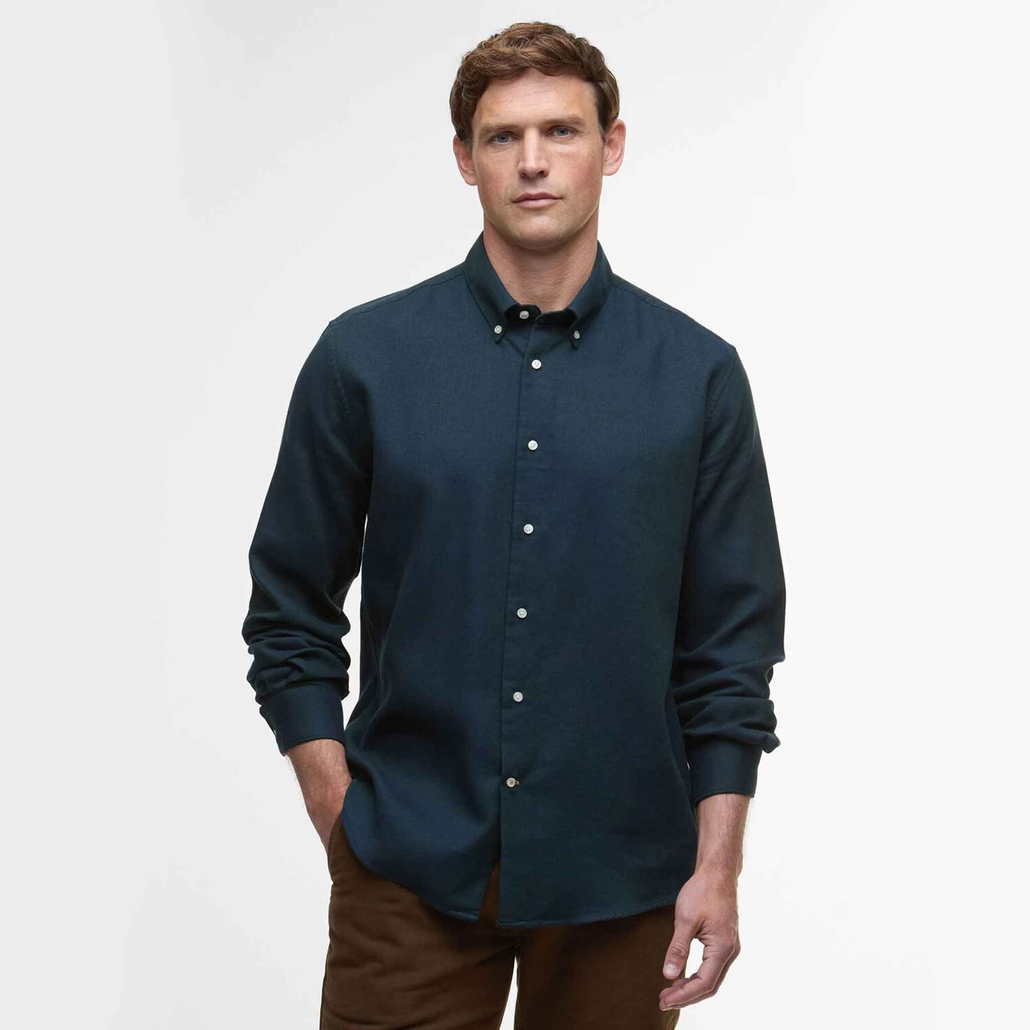 Barbour Tamish Herringbone Weave Shirt Navy