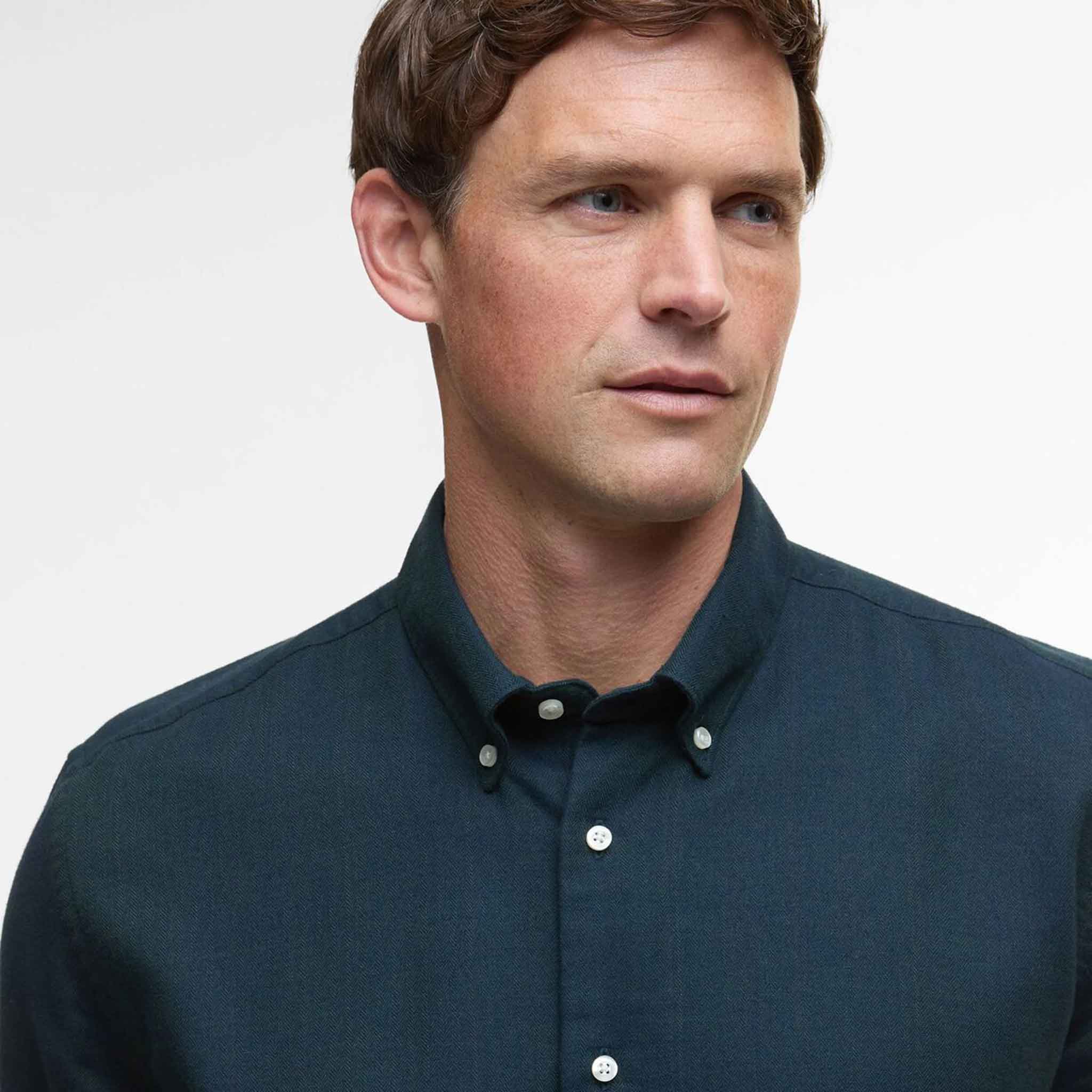 Barbour Tamish Herringbone Weave Shirt Navy