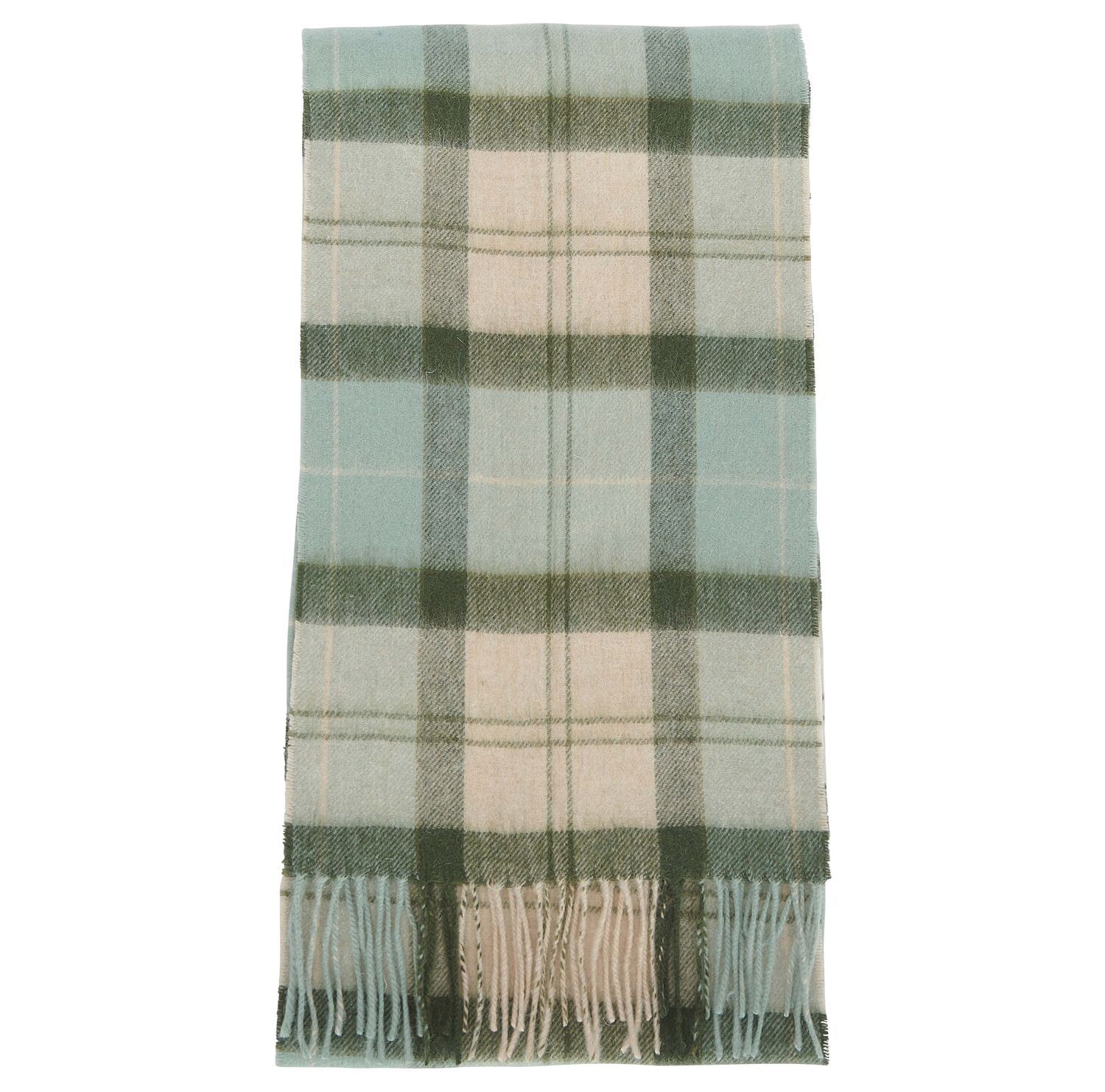 Barbour Tartan Lambswool Scarf Soft Mint 1