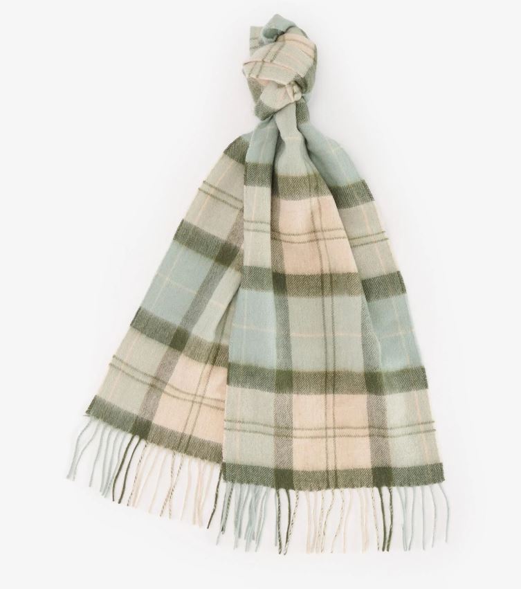 Barbour Tartan Lambswool Scarf Soft Mint 2