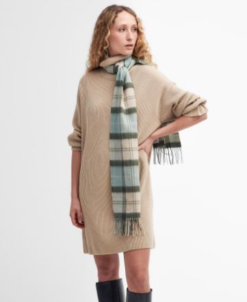 Barbour Tartan Lambswool Scarf Soft Mint 3