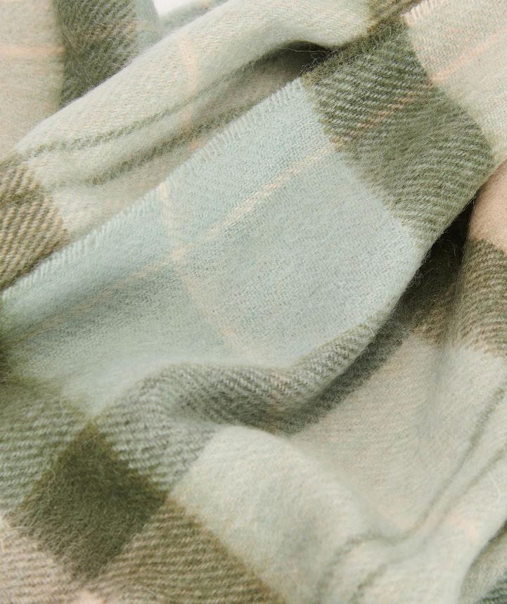 Barbour Tartan Lambswool Scarf Soft Mint 4